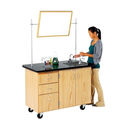 Diversified Spaces Mobile Instructor's Desk, Oak, Wood Frame, 48 in W, Red 4332K