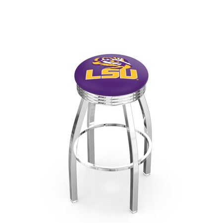 Holland Bar Stool Co 25" Chrome Louisiana State Swivel Bar Stool, Accent Ring L8C3C25LaStUn