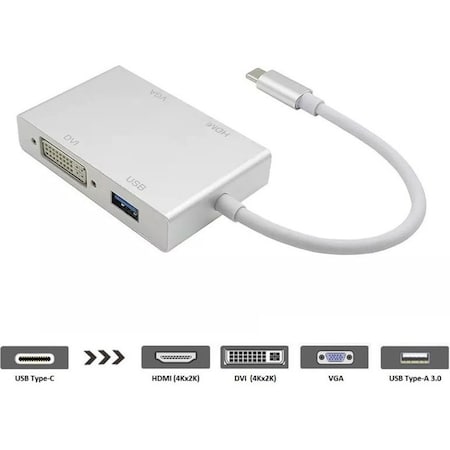 Axiom 4-In-1 Usb-C To Hdmi, Vga, Dvi And Usb Video Adapter 4N1USBCHVDU-AX