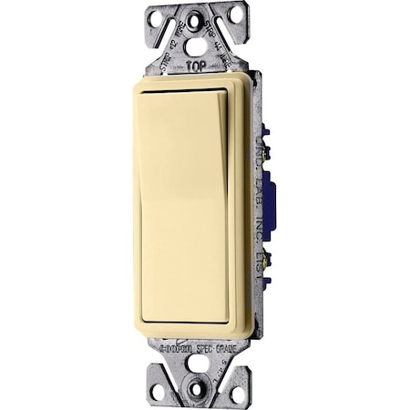 Eaton Wiring Devices 7500 Rocker Switch, 15 A, 120/277 V, 3-Way, Lead Wire Terminal, Ivory C7503V-SP