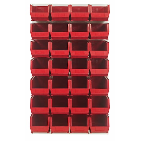 Quantum Storage Systems 36X61 HC LOUVERED PANEL W/28 BINS RED QLP-3661HC-240-28RD