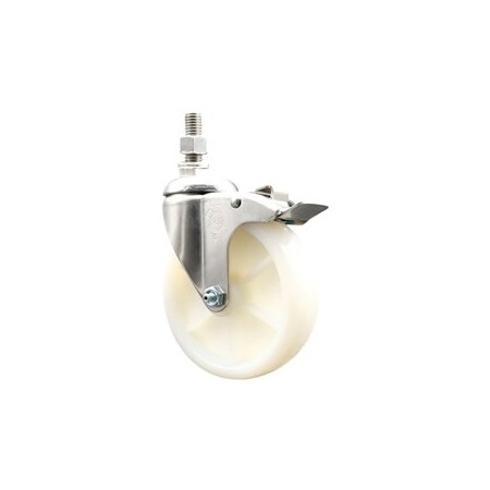 Service Caster 5 Inch 316SS Nylon Swivel 3/8 Inch Threaded Stem Caster Total Lock Brake SCC SCC-SS316TSTTL20S514-NYS-381615