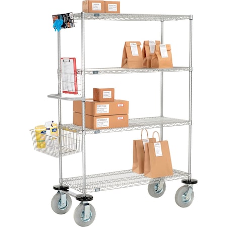 Global Industrial Nexelate Curbside Wire Truck w/4 Shelves and Pneumatic Casters, 30"L x 21"W x 72"H B2371657