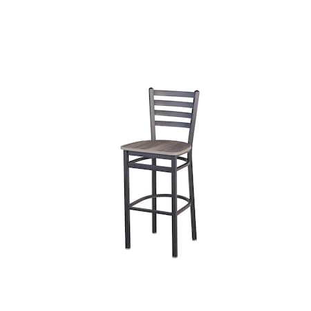 Bfm Seating Lima Ladder Back Barstool - Chestnut Relic Seat - Steel Frame - Sand Black Finish 2160BCSR-SB