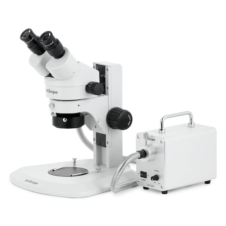 Amscope SM-1 Super Widefield Zoom Binocular Stereo Microscope 7X-45X w/30W LED Fiber Optic Ring Light on Tr SM-1BR-30WR