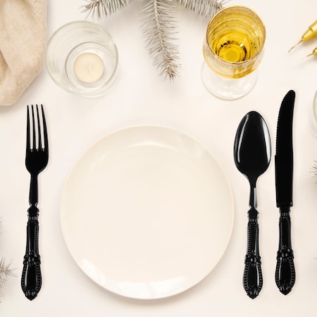Smarty Had A Party Black Baroque Disposable Plastic Dinner Spoons, 480PK 8330-B-CASE