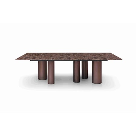 Homeroots 108" Brown and Black Marble and Stainless Steel Dining Table 718890