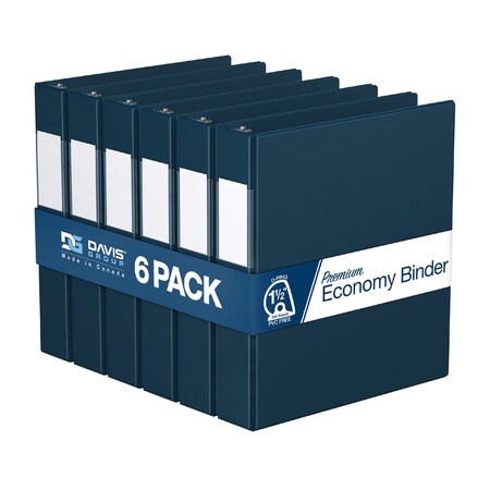 Davis Group Premium Economy, Angle D Ring, Binder, (Navy Blue, 1.5"), PK6 2302-72-06