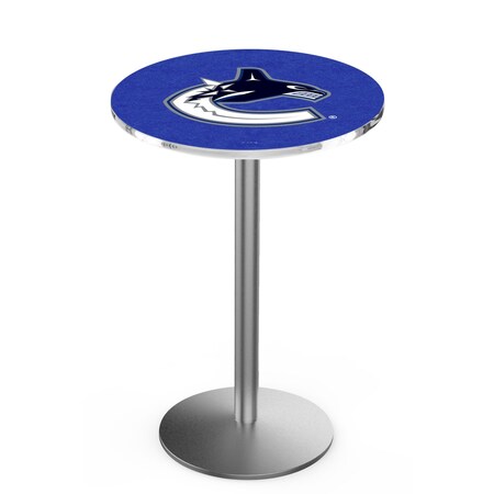 Holland Bar Stool Co 36" Stainless Steel Vancouver Canucks Pub Table, 36" dia. Top L214S3636VanCan