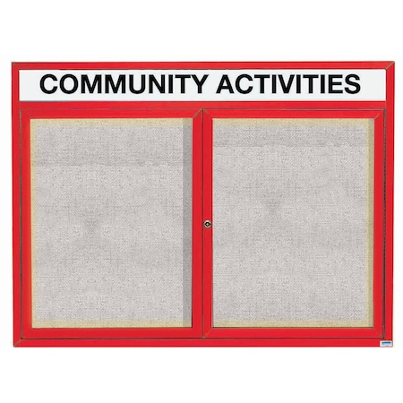 Aarco Illuminated Outdoor Enclosed Bulletin Board w/ Al Frame Header, Powder Coated Red, 36''Hx48''W ODCC3648RHIR