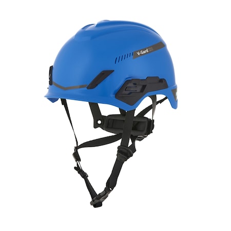 Msa Safety V-Gard H1 Safety Helmet, Trivent, Fas-Trac III Pivot, ANSI, EN12492, Class C, Blue 10194785