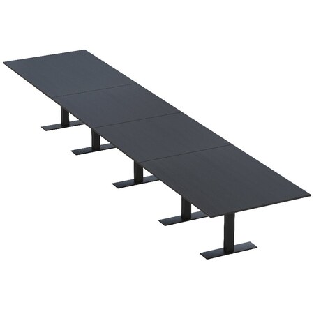 Skutchi Designs 18ft Conference Table W/ Power Unit | 18 Person Modular Rectangular Meeting Table | Harmony Series HAR-REC-48x216-T.BK-U999ST19-NA