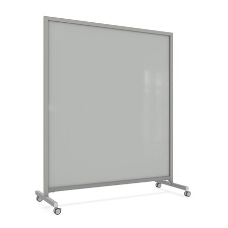 Ghent EZ Mobile Glassboard, Aluminum Frame, Magnetic, 75"H x 62"W, Gray EZ1MA7562GY