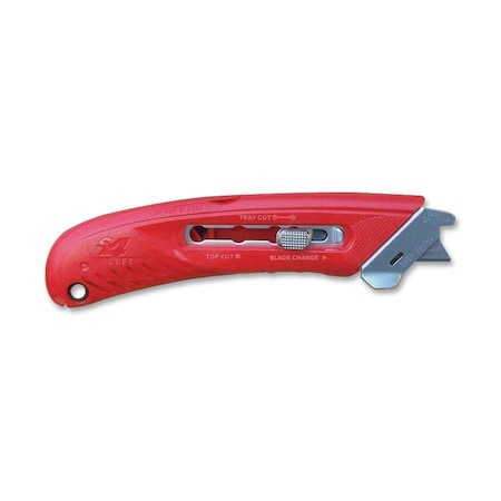 Pacific Handy Cutter Safety Knife, 3 Fixed Blade Depths, 5 3/4 in L, Safety Point, Steel Blade, Red Plastic Handle S4L