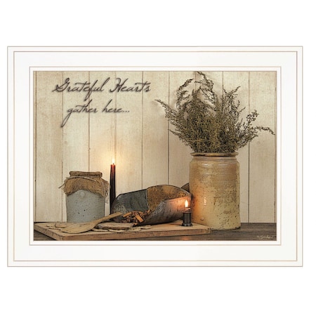 Homeroots Grateful Hearts 1 White Framed Print Kitchen Wall Art 406731