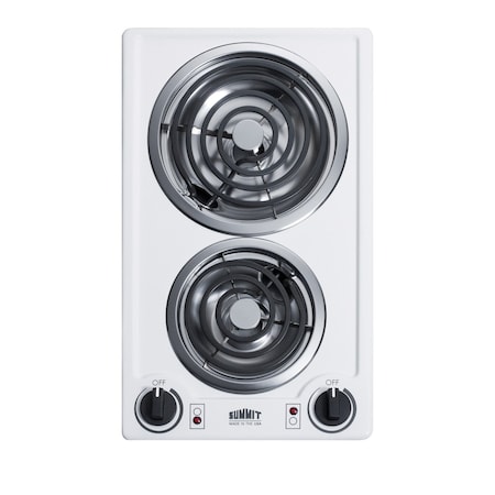 Summit 12in Wide 230V 2-Burner Coil Cooktop CCE225WH