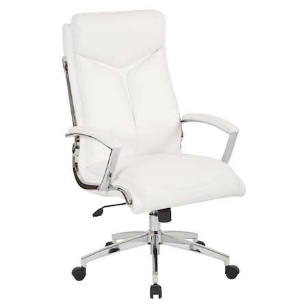 Office Star Products FL Series Executive Faux Leather High Back Chair, White FL90071C-u11