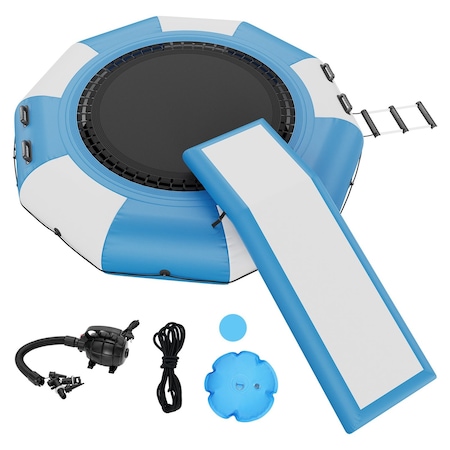 Vevor 10ft Inflatable Water Trampoline Swim Platform Bounce with Slide Pool Lake ZT10FTBWHD-US/EU/AU