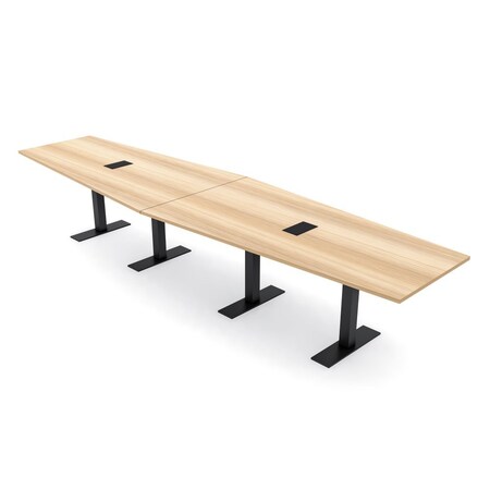 Skutchi Designs 14 Person Conference Table With Power Unit | 14' Hexagon Table | Harmony Series HAR-HEX.IR-48X168-T.BK-K525-EBLK