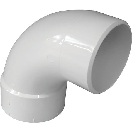 Canplas Sanitary Street Pipe Elbow, 4 in, Spigot x Hub, 90 deg Angle, PVC 414174BC