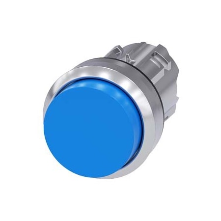 Siemens Pushbutton, 22 mm, round, metal, shiny, blue, pushbutton, raised 3SU1050-0BB50-0AA0-ZY12