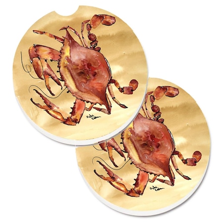 Carolines Treasures Cooked Crab Sandy Beach Set of 2 Cup Holder Car Coaster 8154CARC