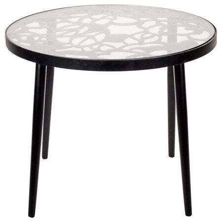 Leisuremod Round 23 in W, 19 in L, Glass/Aluminum, Black DT20BL