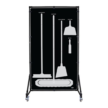 5S Supplies Housekeeping Shadow Board Broom Station V11, Black / Gray, Broom + Stand, No Text HSB-V11-BLACK/GRAY-BO-STAND-NO TEXT