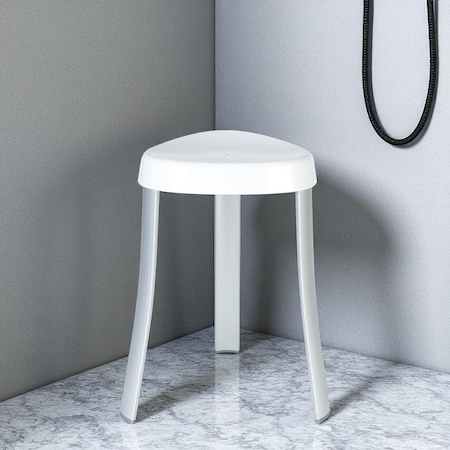 Homeroots 18"  White Aluminum And Heavy Duty Plastic Corner Shower Bench 571511