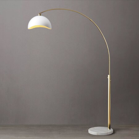 Nova Of California Luna Bella Chairside Arc Floor Lamp 60in, Weathered Brass & Matte Black/Gold Leaf Shade 2110744