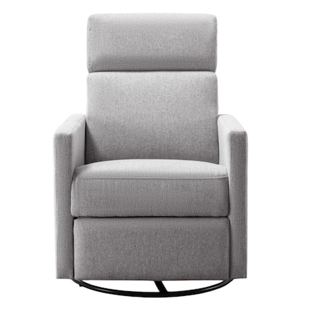 Homeroots 26" Gray Tufted Linen Gliding Swivel Manual Rocker Recliner 652002