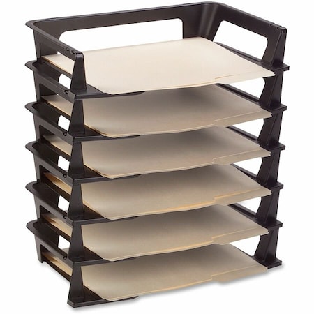 Rubbermaid Commercial File Holder, Black, Plastic, 9 in W, 15 15/64 in L, 2 3/4 in H, 9.1" D, 6 Number of Compartments 86028