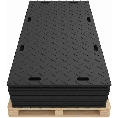 Irontread Mats Ground Protection Mat, Heavy Duty, Diamond Tread Pattern, HDPE, 1/2in Thick, 4ft x 8ft, Black, 10PK ITGPM-100-BK-10