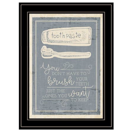 Homeroots Brush Teeth 4 Black Framed Print Wall Art 405420