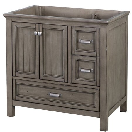 Craft + Main Brantley Series Vanity, Wood, Distressed Gray, 2-Cabinet Door, 3-Drawer BAGV3622D