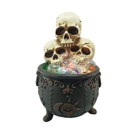 Santas Forest LED Calderon with Skulls, 12-1/2 in H, Plastic/Resin, Black, Internal Light, Indoor 89928