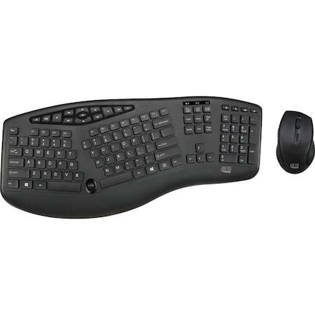 Adesso TruForm 1600 Wireless Ergonomic Keyboard and Optical Mouse WKB1600CB