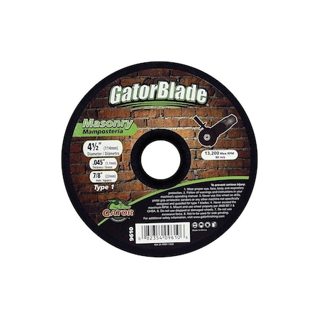 Gator 4-1/2 in. D X 7/8 in. X .045 in. thick Aluminum Oxide Type 1 Masonry Cut-Off Wheel 1 pc