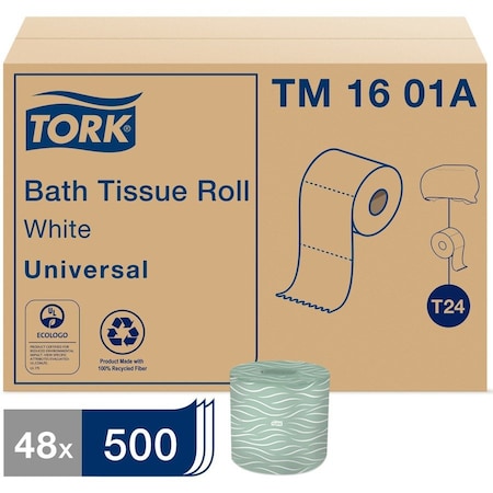 Tork Universal Bath Tissue, Septic Safe, 2-Ply, White, 500 Sheets/Roll, 48PK TM1601A