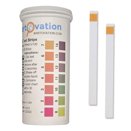 Bartovation pH 1-14 Wide Range Test Strips [Moisture-Proof Vial of 100 Strips] PPH01V100