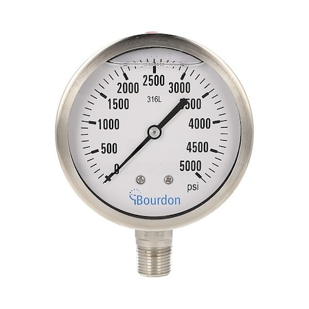 Bourdon Pressure Gauge, 1/2 in NPT, Bottom Location MEX5-D62.H37/0133