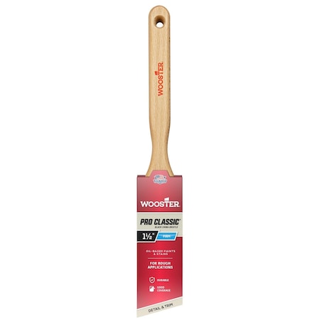 Wooster 1-1/2" Angle Sash Soft, Black China Bristle, Paint Brush, Sealed Maple Wood Handle Z1293-1 1/2