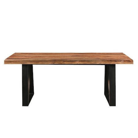 Homeroots 80" Brown and Black Solid Wood and Iron Live Edge Dining Table 565235