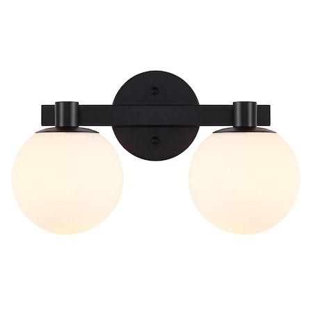 Jonathan Y Modernist Globe 15.25" 2-Light Metal/Frosted Glass Modern Contemporary LED Vanity, Black JYL3541B