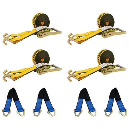 Mytee Products 4PK 2inx30ft Kinedyne Straps & 4PK 2inx36in Axle Straps Car Hauler Tow Kit, 4PK RS230WH-K-AS36-KIT