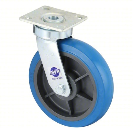 Rwm Plate Caster, Swivel, Rubber, 9 1/2"H 48-SWB-0820-S