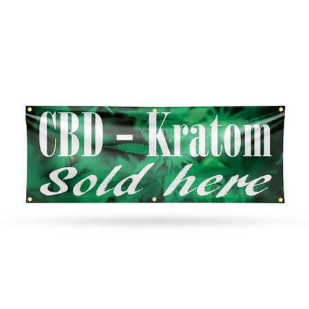 Signmission CBD and Kratom Sold Here, 24 Inch x 72 Inch, Vinyl Banner B-72-30508