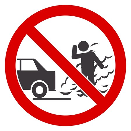 Lyle ISO No Idling Engine With Car Pollution Symbol, 10x10, Non-Reflective, White G-1022-ND_10x10