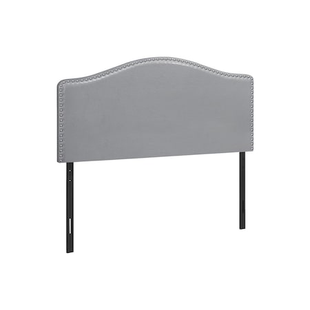 Homeroots Gray Upholstered Camelback Full Headboard With Nail Head Trim 490185