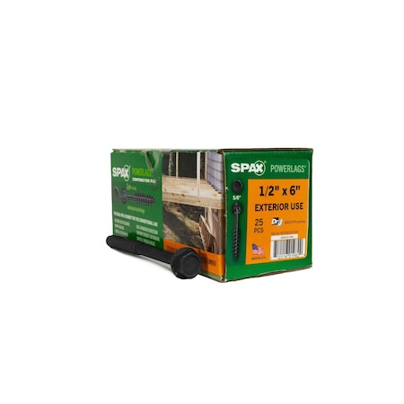 Spax 1/2 in x 6 in Exterior Structural Wood Lag Screws Powerlags Hex Head Hex, 25PK 4571821201525